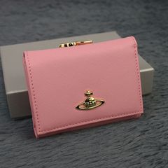 新品  美品 Vivienne Westwood ヴィヴィアンウエストウッド 財布 ピンク カード入れ　小銭入れ　レディース　ウォレット　金入れ　折りたたみ財布　13106　ピンク　三つ折りたたみ財布　クロスグレインレザー
