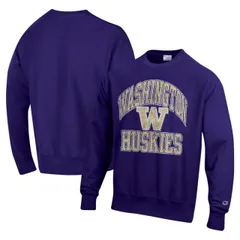 【送料無料】 チャンピオン メンズ Tシャツ トップス Men's Champion Purple Washington Huskies Vault Late Night Reverse Weave Pullover Sweatshirt Wsh Purple