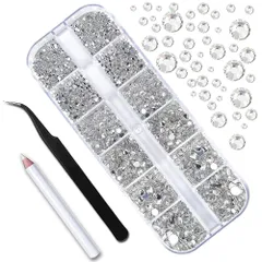 【特価セール】ESJNNK ラインストーン ネイルラインストーン 3点セット ネイルデコレーション 3D 混入ネイルアートパーツ クリスタル セルフネイル レジン ネイルセット ハンドメイド素材 DIY 手芸パーツ (シルバーB)