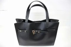 NB01 美品 ノーブランド ハンドバッグ 2way仕様 ショルダーバッグ ブラック PUレザー ミニポーチ付き USED 中古 カジュアル フォーマル 黒 斜め掛け レザー調 シンプル