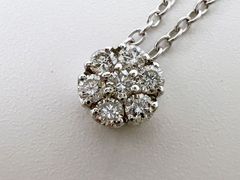 Ponte Vecchio ポンテヴェキオ PV ネックレス ダイヤ フラワー ペンダント 0.14ct K18 WG ホワイトゴールド 新品仕上げ