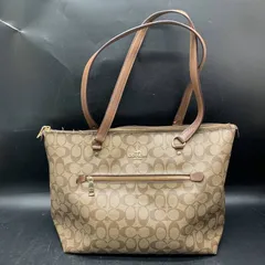 O342 COACH コーチ F79609 シグネチャー PVC×レザー トートバッグ ショルダーバッグ 肩掛けかばん レディース ブラウン系