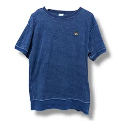 にゃー×champion チャンピオン 半袖 プルオーバー パイルスウェット 半袖Tシャツ ワッペンロゴ ねこ ストレッチ カジュアル メンズ サイズM ネイビー 夏 久喜倉庫店 K624Y