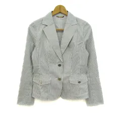 バーバリーロンドン テーラードジャケット アウター ストライプ柄 レディース 40サイズ 紺×白 BURBERRY LONDON 【中古】