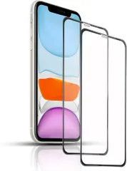 JACRON iPhone11全面保護フィルム旭硝子素材製iPhone XR ガラスフィルム 硬度9H 耐衝撃 飛散防止 自動吸着 気泡ゼロ ラウンドエッジ加工 超薄 超高質感 貼り付け簡単 / 強化ガラス 2枚入(SDL-ICDS-663)