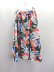 ◇ ΘΦ ViS ビス ウエストゴム 派手 ひざ丈 ボックス スカート サイズS オレンジ系 レディース E  【1412090009112】