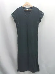 ◇ ⊂ Champion チャンピオン 綿100% 半袖 ロング ワンピース サイズM ブラック レディース E  【1504240013572】