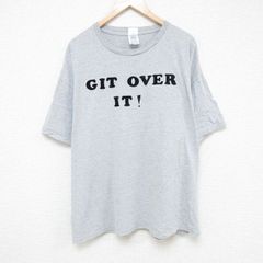 XL/古着 半袖 ビンテージ Tシャツ メンズ 00s GIT フロッキープリント 大きいサイズ クルーネック グレー 霜降り 25jul07 中古