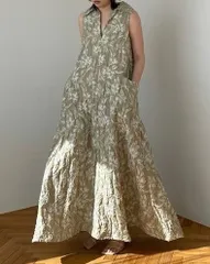 新品 未使用 タグ付き ETRE TOKYO エトレトウキョウ ジャガードテントワンピース ロングワンピース ノースリーブ フラワー 花柄 ゆったり 1222230056-0 カーキ Sサイズ レディース 夏 ゴーゴー古着マルイ北千住店 23 No.352