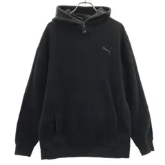 PUMA プーマ バックロゴ 長袖 スウェットパーカー M ブラック メンズ 古着