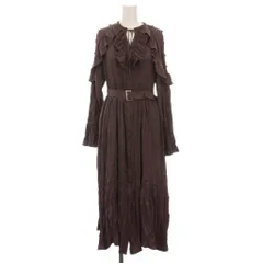 リリーブラウン Lily Brown 22AW べルテッドワッシャーフリルワンピース ロング 長袖 F 茶 LWFO224069 /YM