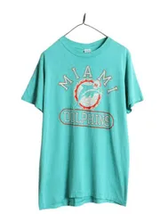 【お得なクーポン配布中!】 80s USA製 チャンピオン ドルフィンズ プリント Tシャツ メンズ XL 小さめ L / 古着 ヴィンテージ NFL アメフト マイアミ シングルステッチ