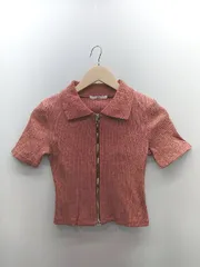 ◇ ⊂ SLY スライ ジップ リブニット 半袖 カットソー サイズF オレンジ レディース E  【1502060016773】