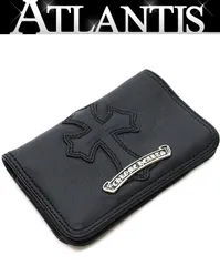 【極美品】クロムハーツ グロメット付きレザーカードケース 名刺入れ CHROME HEARTS クロムハーツ カードケース 名刺入れ 財布 黒