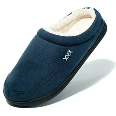 ダークブルー_25.5 cm 3E [Newdenber] スリッパ ルームシューズ ボア付き 冬用 防寒 あったか メンズ ファー付き サボシューズ クロッグシューズ サンダル