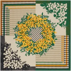 風呂敷 日本製 97cm幅 二四巾 綿100％ ディア・レディー ミモザ 花 黄色 緑 プレゼント 母の日 誕生日 リメイク 布 生地 お洒落 No.26-0162