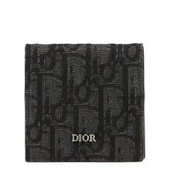 ディオール オブリーク コインケース 小銭入れ ブラック キャンバス レザー レディース Dior【1-0224674】