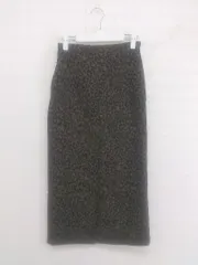 ◇ LOWRYS FARM バックゴム 総柄 スリット ロング ナロー スカート サイズF ダークブラウン ブラック系 レディース E  【1303070004244】