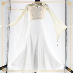 社交ダンス 衣装 スタンダード ドレス スタンダードドレス ワンピース 白 フロート デモ 競技 ダンス パーティ 発表会 花 ホワイト系 上品 デザイン スカート ふんわり 競技用 パーティー用 発表会用 レディース おしゃれ フォーマル