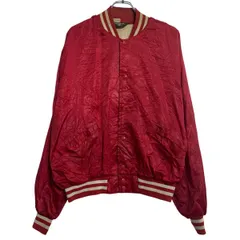 windless スタジアムジャケット L 程 レッド ホワイト スナップボタン アメリカ製 スポーティー アウター 古着卸 アメリカ仕入 a612-5403