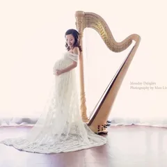 マタニティドレス マタニティワンピース レース ホワイト フォト インポート商品