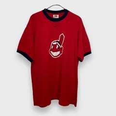 ☆00ｓ☆NIKE☆クリーブランドインディアンズ☆リンガーTシャツ☆赤☆L☆F24M