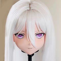 ハーフマスク 眼球付き カツラ付き V 樹脂製 ヘッドロリータ人形 ハーフマスク 眼球付き カツラ付き V 樹脂製 ヘッドロリータ人形