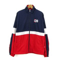フィラ ナイロンジャケット スポーツウエア アウター メンズ Mサイズ ネイビー×レッド×ホワイト FILA 【中古】