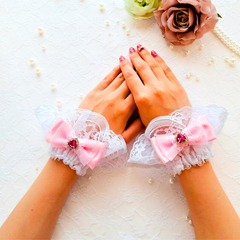 お袖留め ブレスレット カフス コスチューム ピンク 衣装 ロリータ アイドル コンカフェ  量産型リボン 結婚式 卒業式 入学式