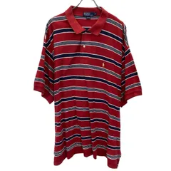 POLO RALPH LAUREN 半袖 ロゴ ポロシャツ 2X レッド×ネイビー×ボーダー ポロラルフローレン ビッグサイズ 古着卸 アメリカ仕入 a707-5225