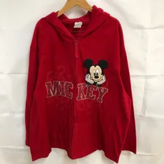 A806 ディズニー 3X レディース ミッキーマウス刺繍 フルジップ ポリエステルパーカー レッド DISNEY レディース