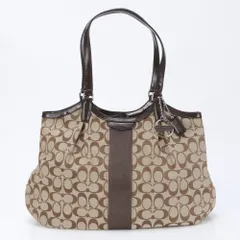 美品 コーチ シグネチャー ストライプ デヴィン レザー トート バッグ 肩掛け ショルダー ハンド A4 レディース MWE BL23-7【中古】