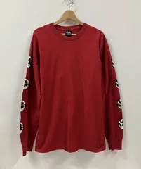 STUSSY ステューシー 長袖シャツ Skateman Ls Tee スケートマン スケートボード イラスト プリント 丸首 サイズL レッド ホンジュラス製
