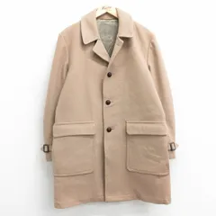 M/古着 長袖 ウール コート メンズ 80s ロング丈 ベージュ カーキ 内側ウール 25jan31 中古 アウター