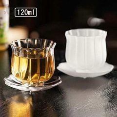 コップ ガラス タンブラー 耐熱ガラス 120ml ガラスコップ ソーサー セット ガラスのコースター・おちょこ ローグラス 冷茶グラス