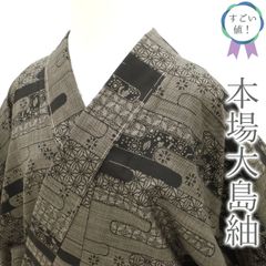 よしこん様専用♡秋名バラ 大島紬 龍郷 泥大島 着物 青 黒 #159 - メルカリ