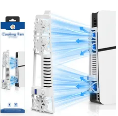 for PS5冷却ファン プレステ5スリム高性能冷却ファン 低騒音 高効率 冷却装置 簡単装着 ディスク版とデジタル版の両方に対応 効率的な冷却システム USBポート付きfor PS5 slimコンソール冷却ファン ホワイト for PS5アクセサリ