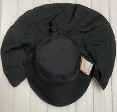 【未使用品】ユニワールド のらSTYLE 農園帽子 フリフリ農園フード NS-120 ブラック 日焼け防止 日よけ UV加工 帽子 キャップ 顔カバー ガーデニング 草刈り