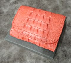 定価12万円 ヘンローン 3折り財布  ピンク クロコダイル
