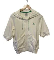 RE257 adidas アディダス　パーカー　5分袖　レディース　ホワイト　白　Lサイズ