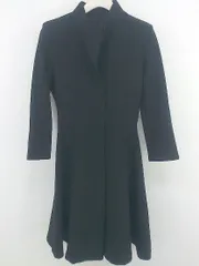 ◇ LUNA.G ルナジー 肩パット入り ボトルネック 長袖 膝丈 フレア ワンピース サイズ S ブラック レディース P  【1303060000263】