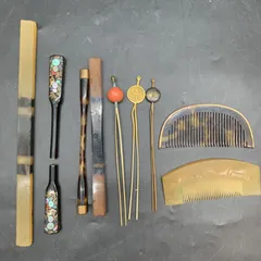 M391 かんざし べっこう色 くし 簪 鼈甲色 櫛 アンティーク 9点まとめ売り 和装小物 べっこう色 ヴィンテージ当時物