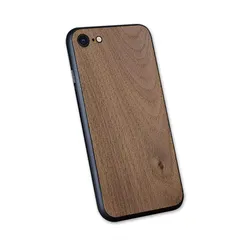 MQman iPhone7 iPhone8 iPhoneSE2 iPhoneSE3 ケース 木製カバー 胡桃の木 原木 素材 天然木 耐衝撃 ソフト クルミ ワイヤレス充電対応 (無地, iphone7/8/SE2/SE3) 0
