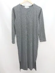 ◇ ROP’E PICNIC リブニット Vネック サラサラ生地 タイト 長袖 ロング ワンピース サイズ38 グレー レディース E  【1303160004772】
