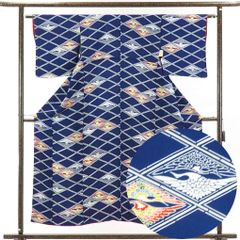 値下げ交渉OK！夏物 お茶事 駒絽 紺色系 小紋 正絹 F237 - メルカリ