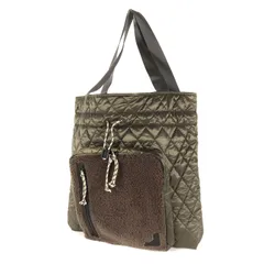【美品】Yohji Yamamoto ヨウジヤマモト バッグ カーキ | Ys 2WAY キルティング ボア ショルダー トート バッグ (QUILTED POLYESTER TOTE BAG) | 日本製 ブランド カバン【メンズ】【中古】