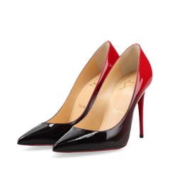 Christian Louboutin クリスチャンルブタン KATE 100 PATENT DEGRADE パテントレザー パンプス レディース 35 レッド × ブラック イタリア製