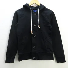 H■ビームス/BEAMS フード付き スウェットボタンジャケット【M】黒/MENS■57【中古】
