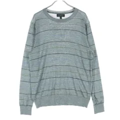 美品 Banana Republic バナナリパブリック ボーダー柄 長袖 セーター L グレー メンズ 古着