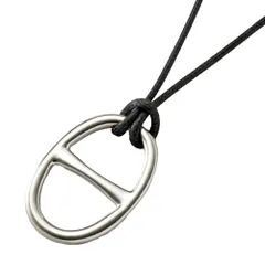 【シルバー：ブラック×ワンサイズ】[Cream dot. クリームドット公式] ネックレス レディース  金属アレルギー ニッケルフリー ロング グラスホルダー レザーコード オーバル スカーフリング 2way 取り外し 大ぶり  